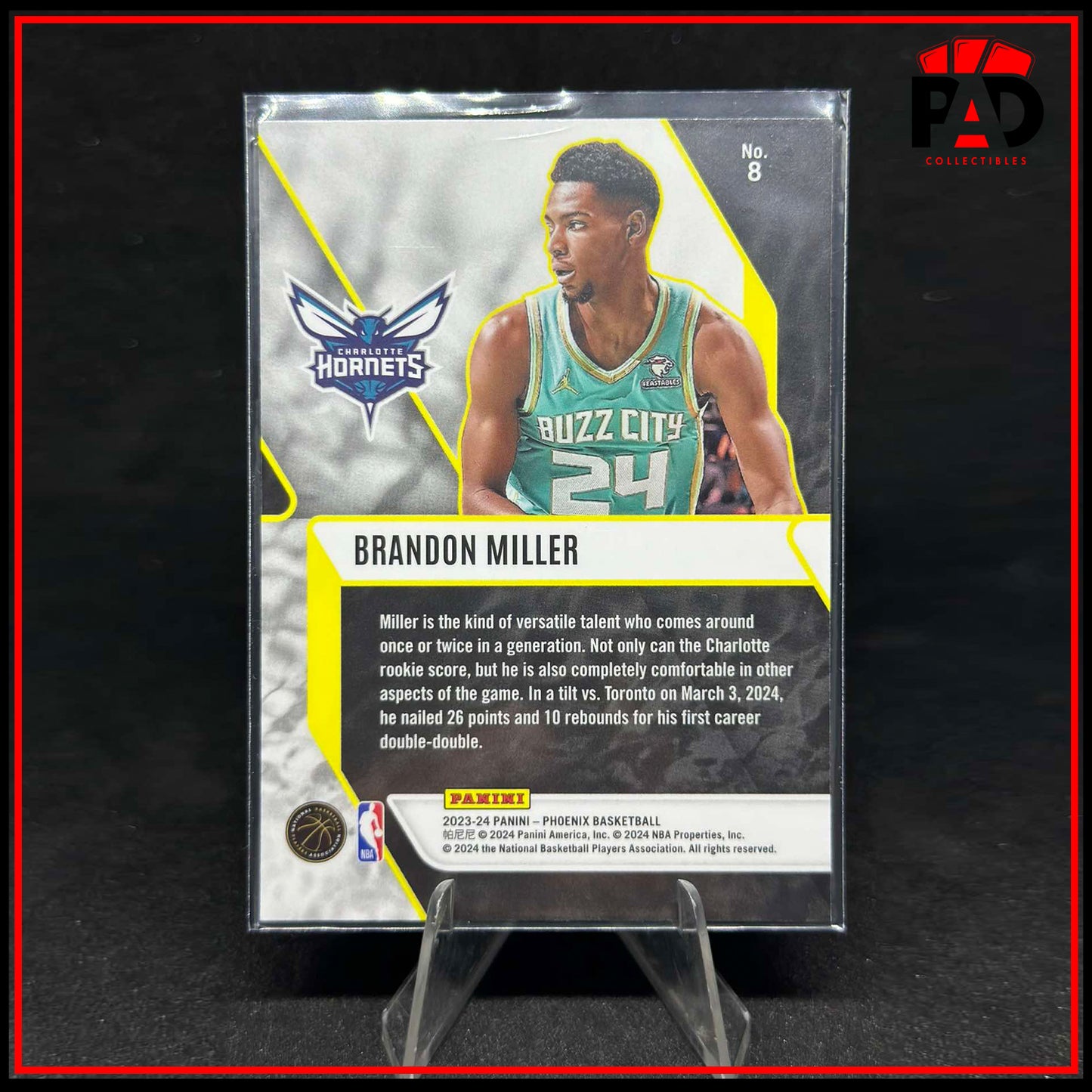 2023-24 Panini Phoenix Brandon Miller RC Fade To Black Phoenix Blue Ice