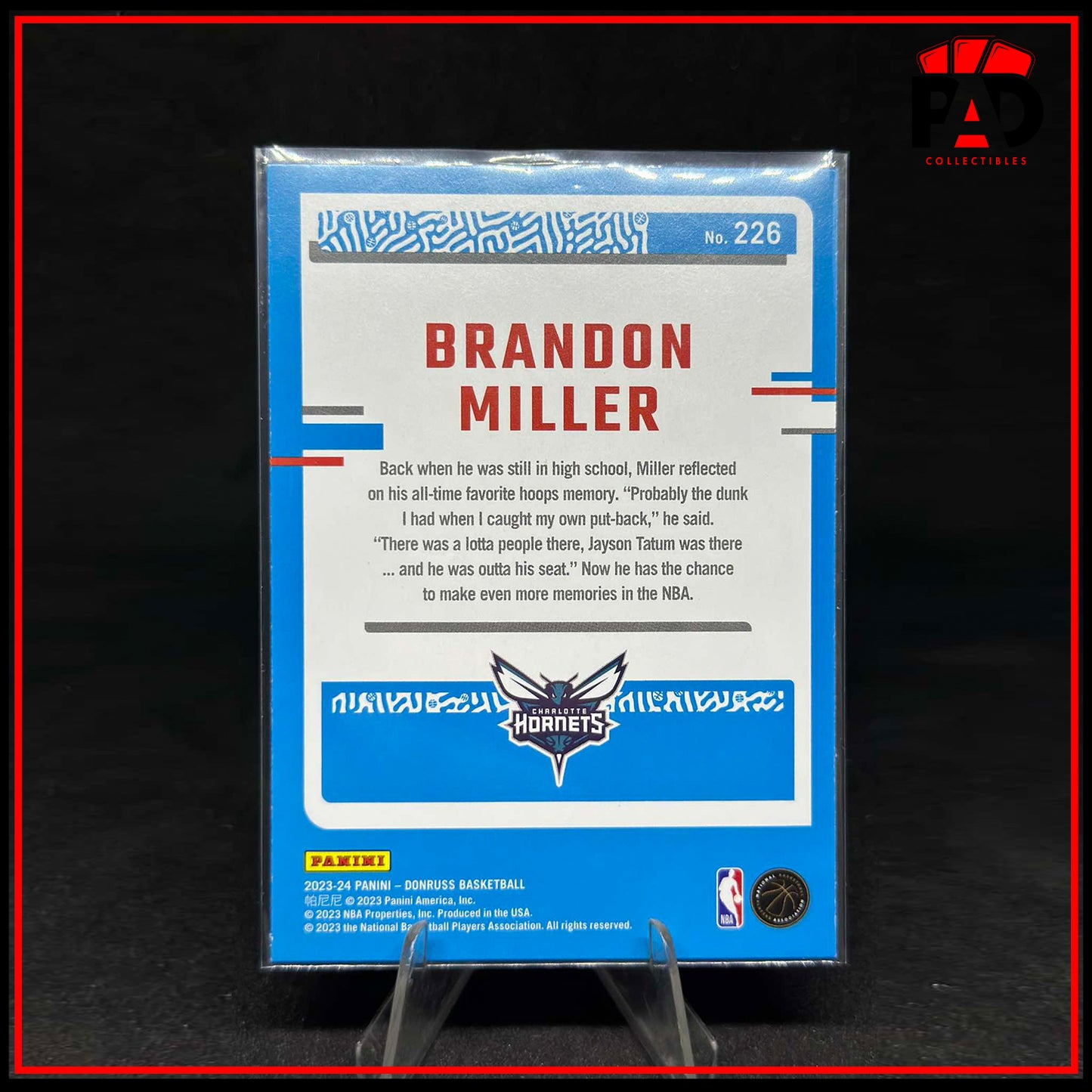 2023-24 Panini Donruss Rated Rookie Choice Brandon Miller RC Silver Mojo