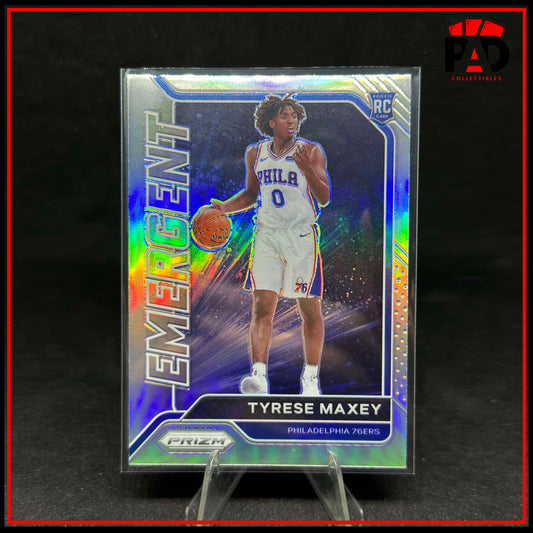 2020-21 Panini Prizm Tyrese Maxey RC Emergent Silver Prizm