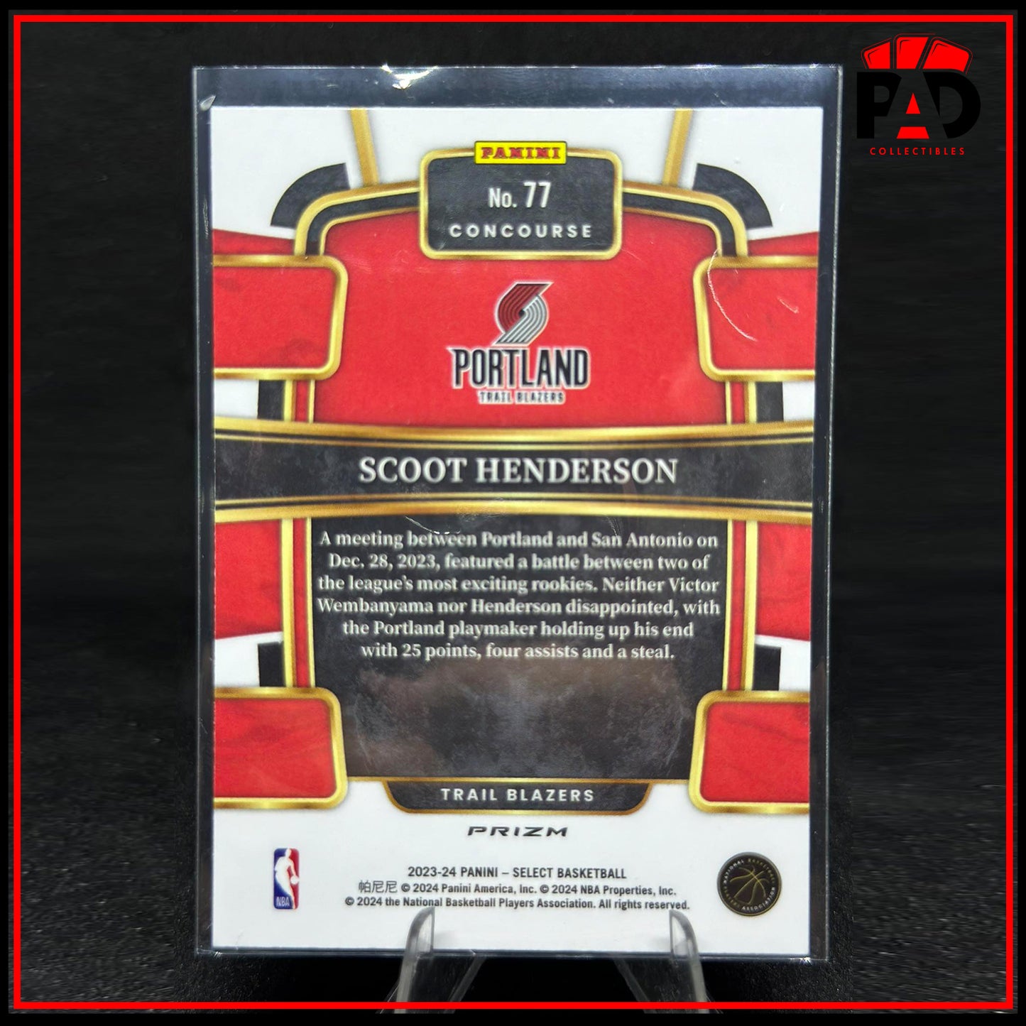 2023-24 Panini Select Red Cracked Ice Prizm SCOOT HENDERSON Rookie Card