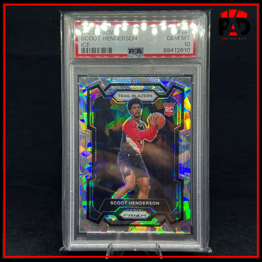 2023-24 Panini Prizm Scoot Henderson RC Silver Cracked Ice PSA 10 GEM MINT