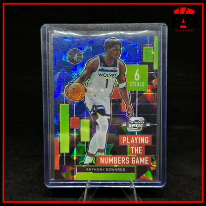 10/75 Anthony Edwards Card 2022-23 Panini Contenders Optic Playing Numbers Blue Ice