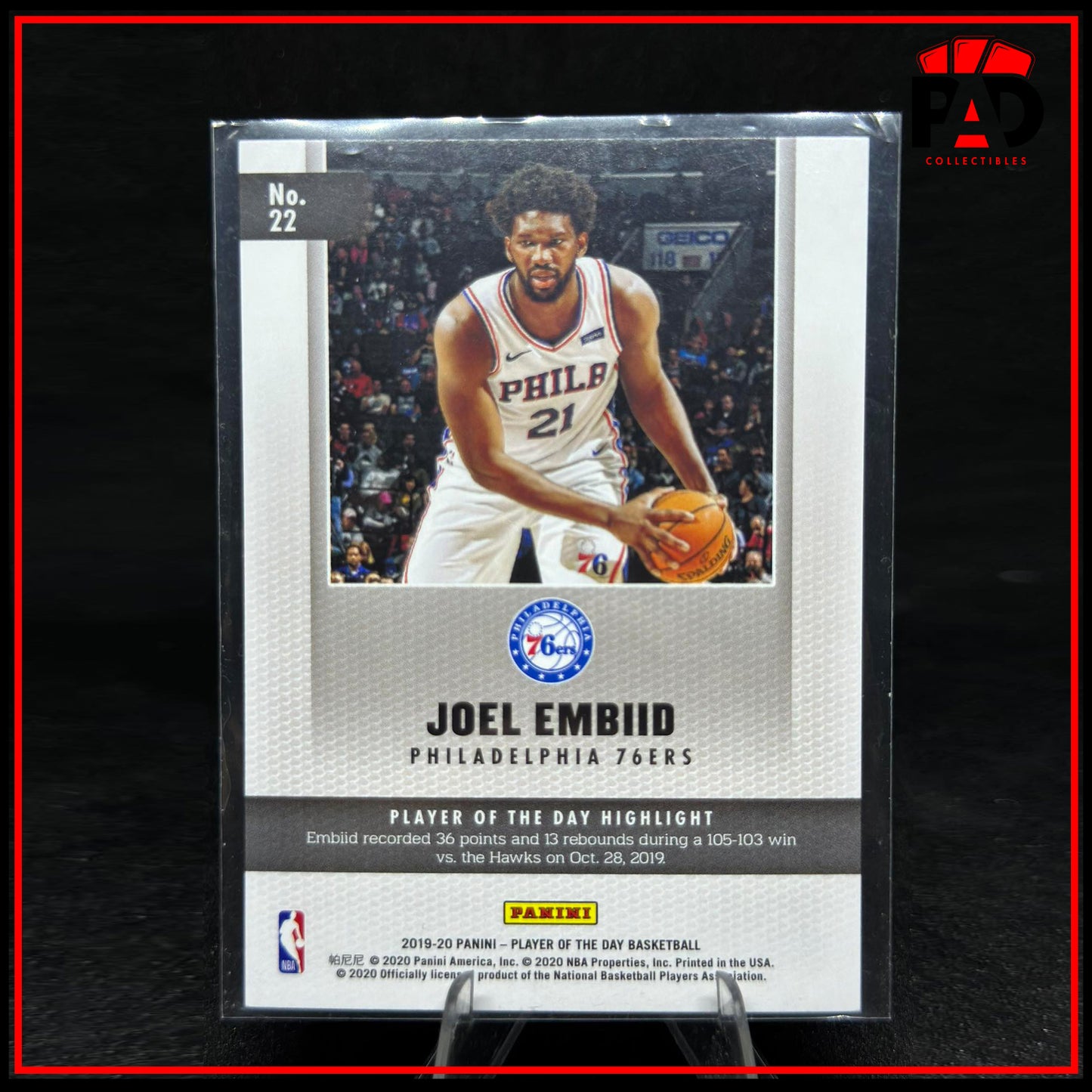 2019-20 Joel Embiid Silver Player Of The Day Joel Embiid Silver /99