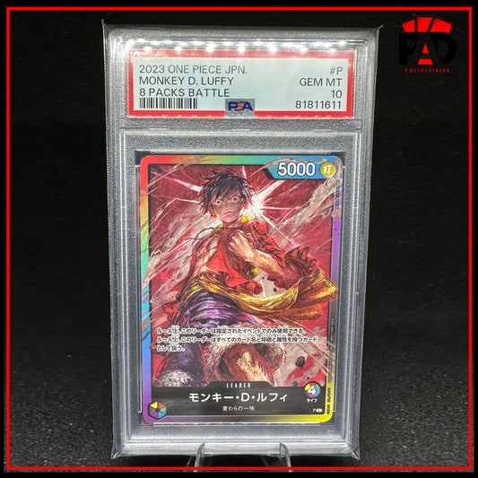 One Piece Card Game 8 Pack Battle Rainbow Luffy Leader PSA 10