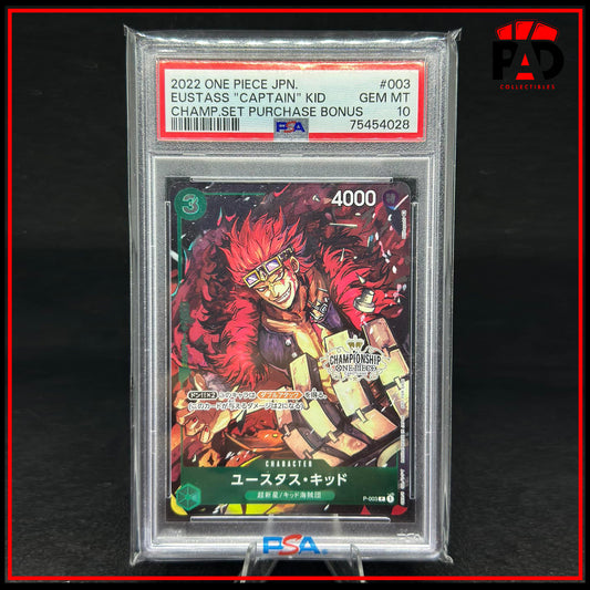 One Piece Card Game P-003 Kidd Championship 2022 PSA 10