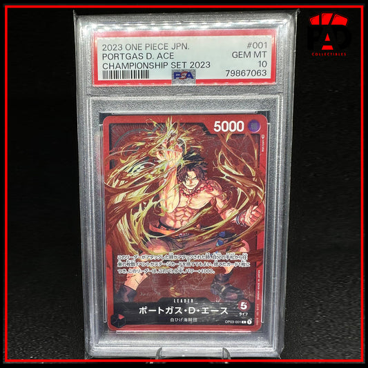 One Piece Card Game OP01-001 Ace Leader Championship Set PSA 10